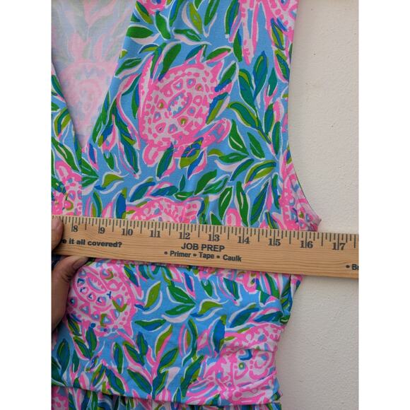 LILLY PULITZER Dress Annalise V-Neck Frenchy Blue Turtley In Love Size L NWOT - Picture 6 of 11